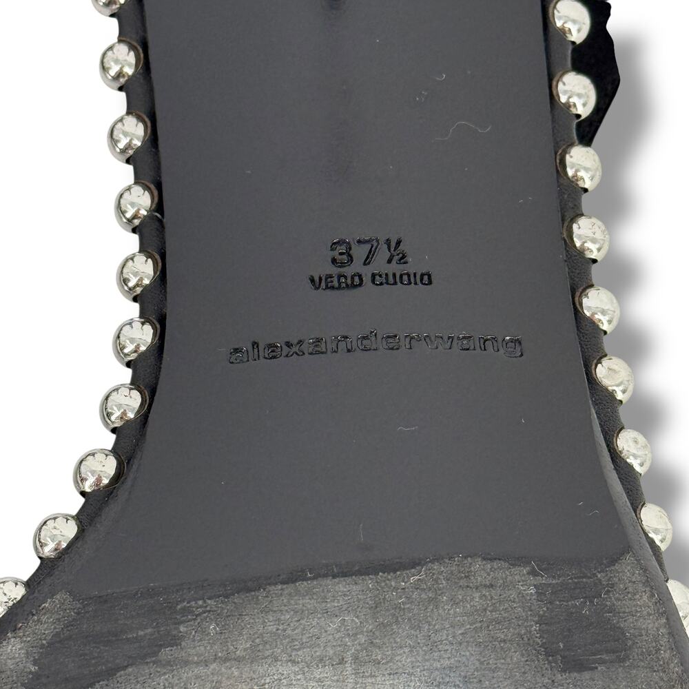 Alexander Wang Nova Kitten Low Heel Sandals Mens Sz 37.5 6.5 7 Black Studded - Picture 13 of 13